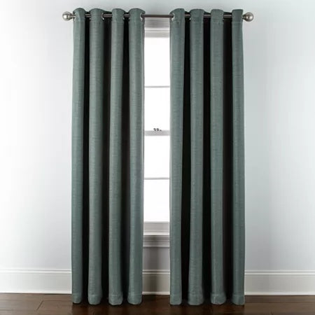Linden Street Gwen Basketweave Grommet Light Filtering Panel, 50"x84" - Green