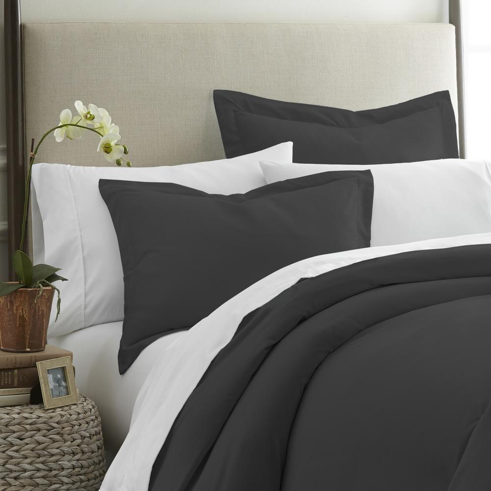 Home Collections Ultra Soft Solid Pillow Sham Set, King 20" x 36" - Black