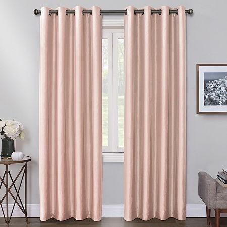 Max Blackout Mystique Faux Silk Grommet 100% Blackout Panel, 50"x95" - Pink