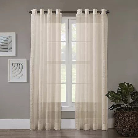 Regal Home Crushed Voile Solid Grommet Sheer Panel, 50" W x 63" L - Brown