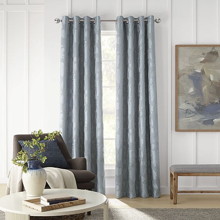 Linden Street Gwen Jacobean Grommet Light Filtering Panel, 50" W x 84" L - Blue