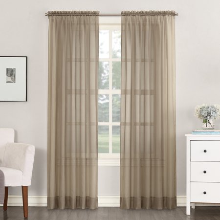 No. 918 Emily Sheer Voile Rod Pocket Curtain Panel, 59" W x 63" L — Taupe