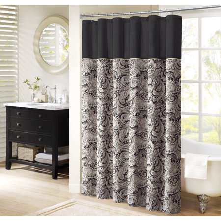 Madison Park Whitman Jacquard Shower Curtain, 72" x 72" — Black
