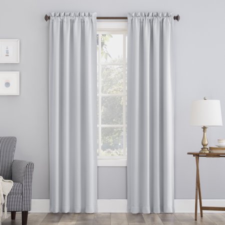 Sun Zero Kenneth Blackout Rod Pocket Curtain Panel, 40" W x 84" L - Oyster White