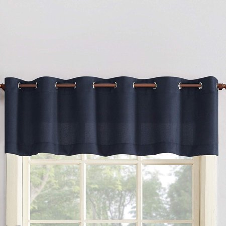 No. 918 Montego Semi-Sheer Grommet Kitchen Valance, 56" W x 14" L - Navy