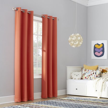 Sun Zero Riley Kids' Blackout Grommet Curtain Panel, 40" W x 84" L — Orange