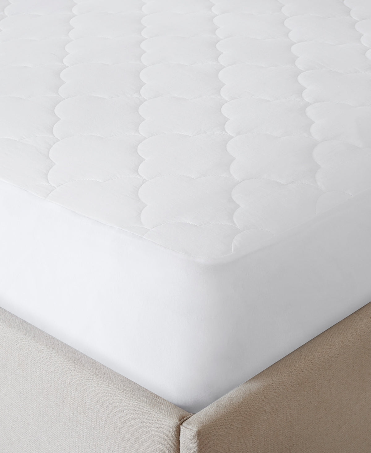 Sleep Philosophy Queen All Natural Cotton Percale Quilted Mattress Pad, White - Fits up to 16"