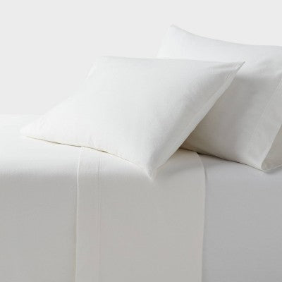 King Ultra Soft Flannel Sheet Set White - Threshold