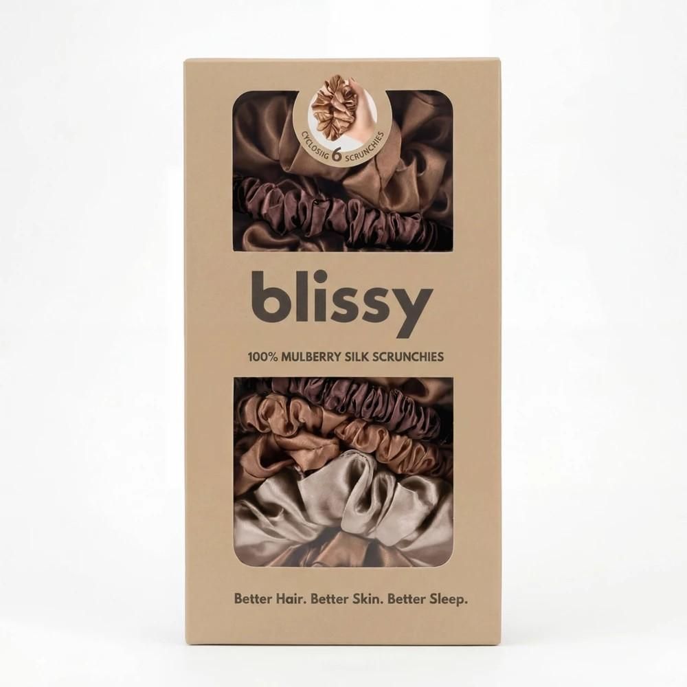 Blissy Silk Scrunchies 6-Pack - Neutral