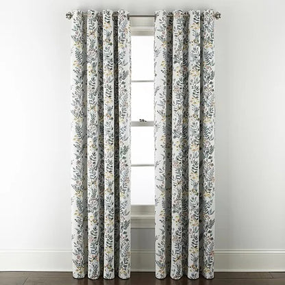 Linden Street Bayshore Print Grommet 100% Blackout Panel, 50"x95" - Blue Floral