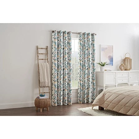 Linden Street Bayshore Print Grommet 100% Blackout Panel, 50"x95" - Blue Floral