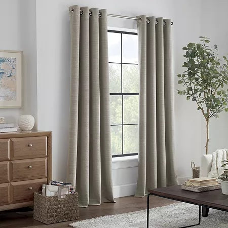 Linden Street Gwen Basketweave Grommet Light Filtering Panel, 50"x84" - Beige