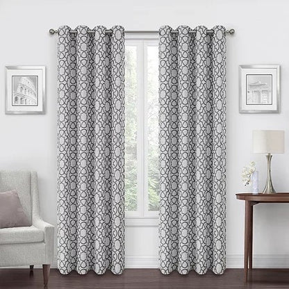 Max Blackout Campbell Geo Jacquard Grommet 100% Blackout Panel, 50"x95" - Gray
