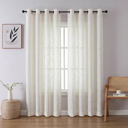Regal Home Ashford Textured Semi-Sheer Grommet Panel, 50" W x 84" L - Beige
