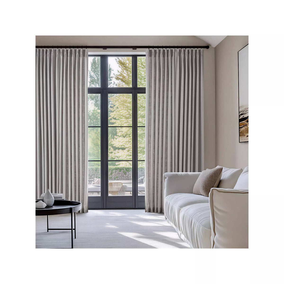 Madison Park Emery Poly-Linen Pinch Pleat Panel Pair, 40" W x 102" L - Gray