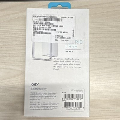 KEY Hybrid Case Clear Transparent Hybrid Finish for LG Stylo 5