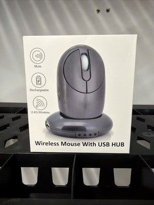 2.4GHz Wireless Optical 6D Gaming Mouse w/ Charging Dock & 4 Port Hub Gray NS13