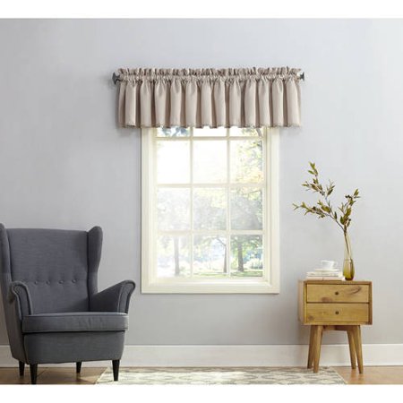 Sun Zero Seymour Room Darkening Rod Pocket Valance, 54" W x 18" L — Stone