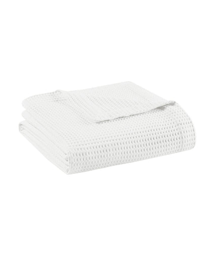 Beautyrest Full/Queen Waffle Weave Cotton Blanket, White - 90 x 90 in