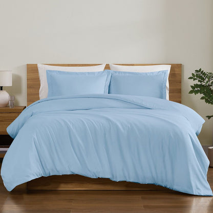 Truly Soft King Everyday Duvet Cover Set, Sky Blue - 3 Piece Microfiber