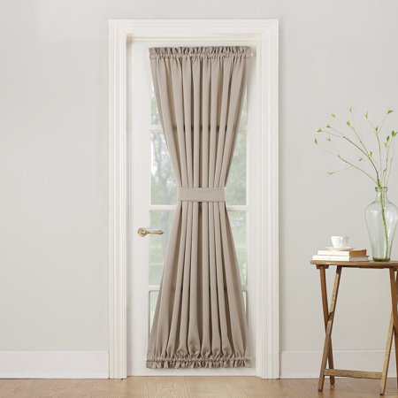 Sun Zero Seymour Room Darkening Rod Pocket Door Panel, 54" W x 72" L - Stone
