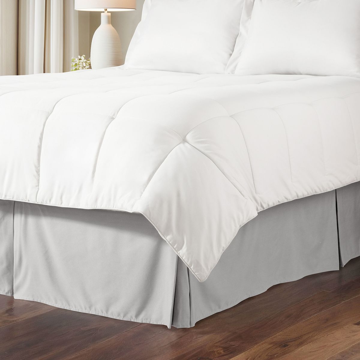 ienjoy Home Premium Pleated Bed Skirt, Queen, Light Gray - 14" Drop