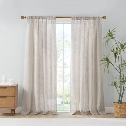 Madison Park Suvi Light Filtering Rod Pocket Curtain Pair, 52"x84" - Natural