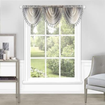 Achim Ombre Waterfall Rod Pocket Valance, 42" W x 46" L — Gray