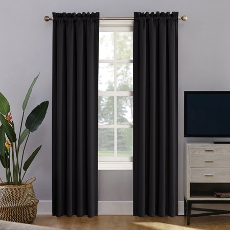 Sun Zero Oslo Extreme 100% Blackout Rod Pocket Panel, 52" W x 95" L - Black