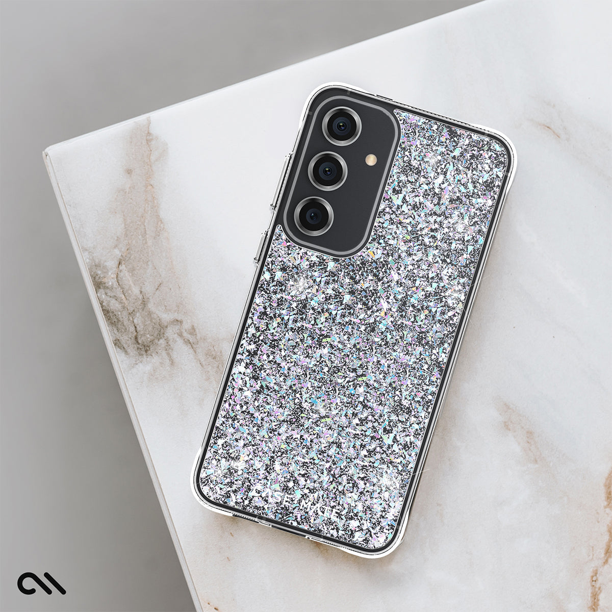 Case-Mate Glitter Clear Back Case Silver Antimicrobial for Samsung Galaxy S24+