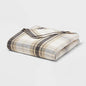 Full/Queen Brushed Cotton Blanket Neutral Plaid - Threshold