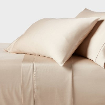 Twin/Twin Extra Long 320 Thread Count Cool TENCEL Lyocell Sheet Set True Khaki - Threshold: Solid Sateen