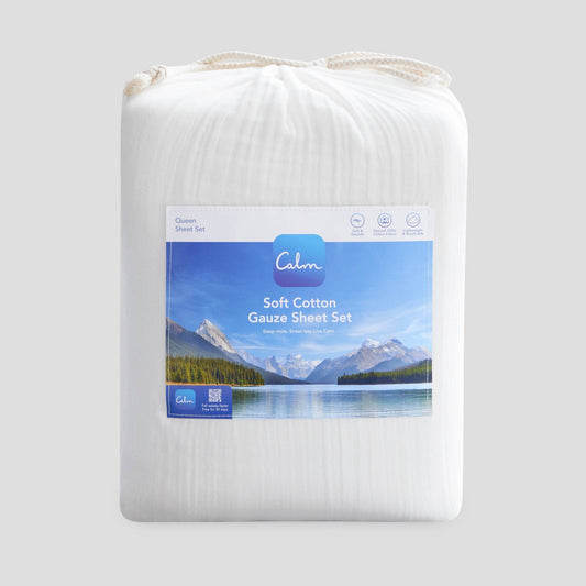 Calm Queen Gauze Sheet Set – White