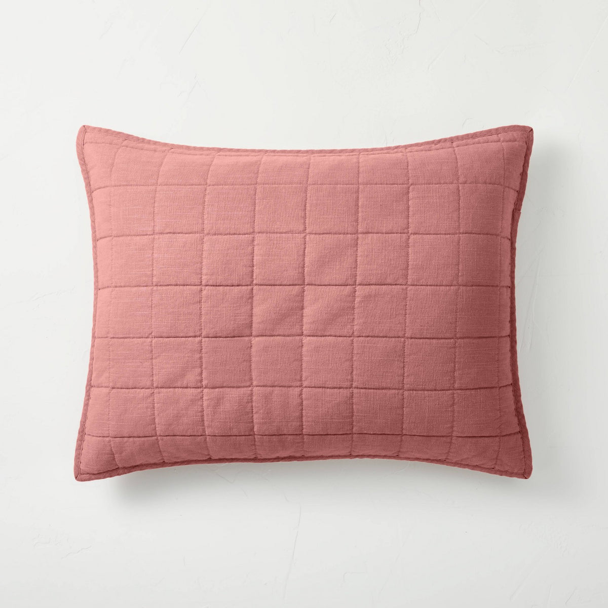 Casaluna Standard Heavyweight Linen Blend Quilted Pillow Sham, Rose
