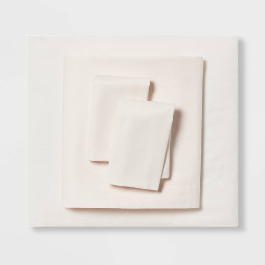 Room Essentials Twin/Twin XL Easy Care Cotton Blend Sateen Sheet Set, Ivory