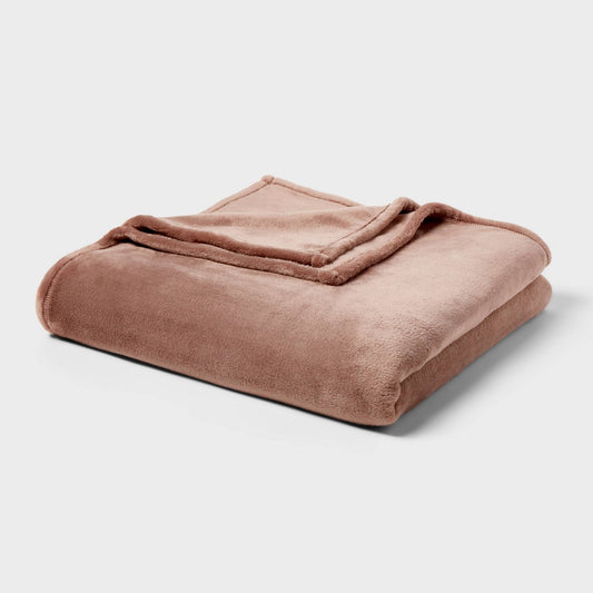 Microplush Bed Blanket Brown - Threshold