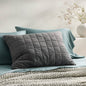 Casaluna Standard Heavyweight Linen Blend Quilted Pillow Sham, Dark Gray