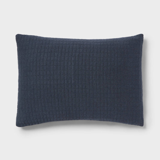 Threshold King Cotton Jersey Quilted Pillow Sham, Dark Navy Blue - Check Jacquard