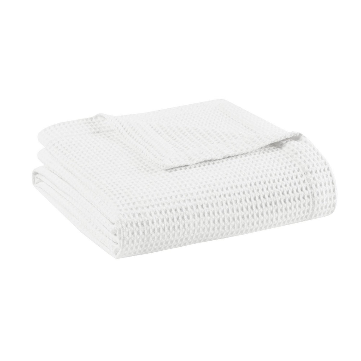 Beautyrest Full/Queen Waffle Weave Cotton Blanket, White - 90 x 90 in