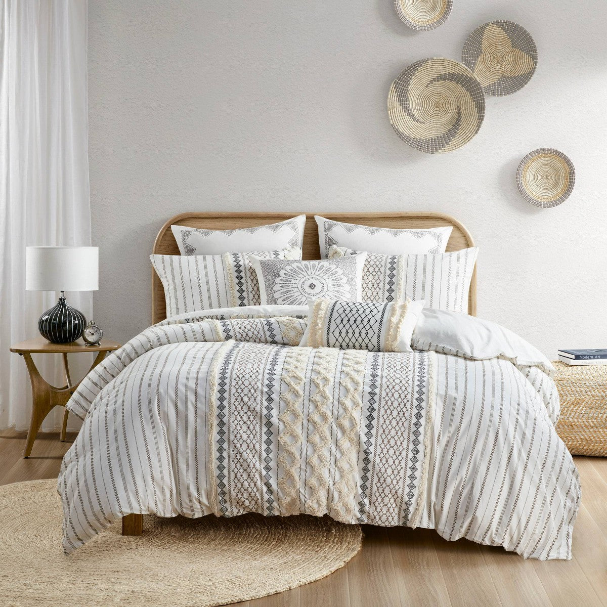 INK+IVY Imani Full/Queen 3pc Comforter Set Gray/White/Black Geometric OEKO