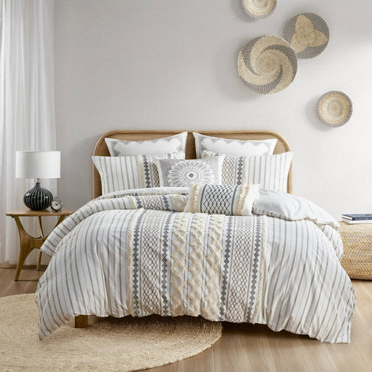 INK+IVY Imani Full/Queen 3pc Comforter Set Gray/White/Black Geometric OEKO