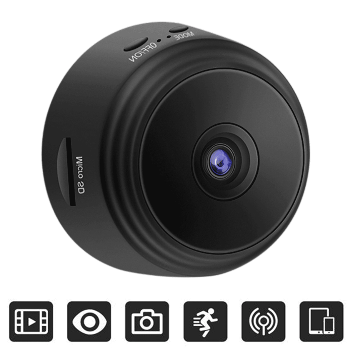 A9 WiFi IP Indoor Surveillance Camera 1080p Black Alexa Google Compatible
