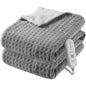 Acekool heated blanket throw, gray waffle with sherpa and controller