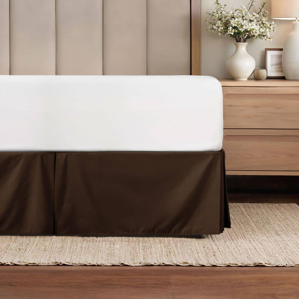 ienjoy Home Pleated Microfiber Bed Skirt, Chocolate