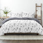 Home Collection King/Cal King Reversible Duvet Cover Set, Gray Flower Field - 3 Piece Microfiber