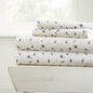 Home Collection Twin Floral Print Microfiber Sheet Set, Light Blue
