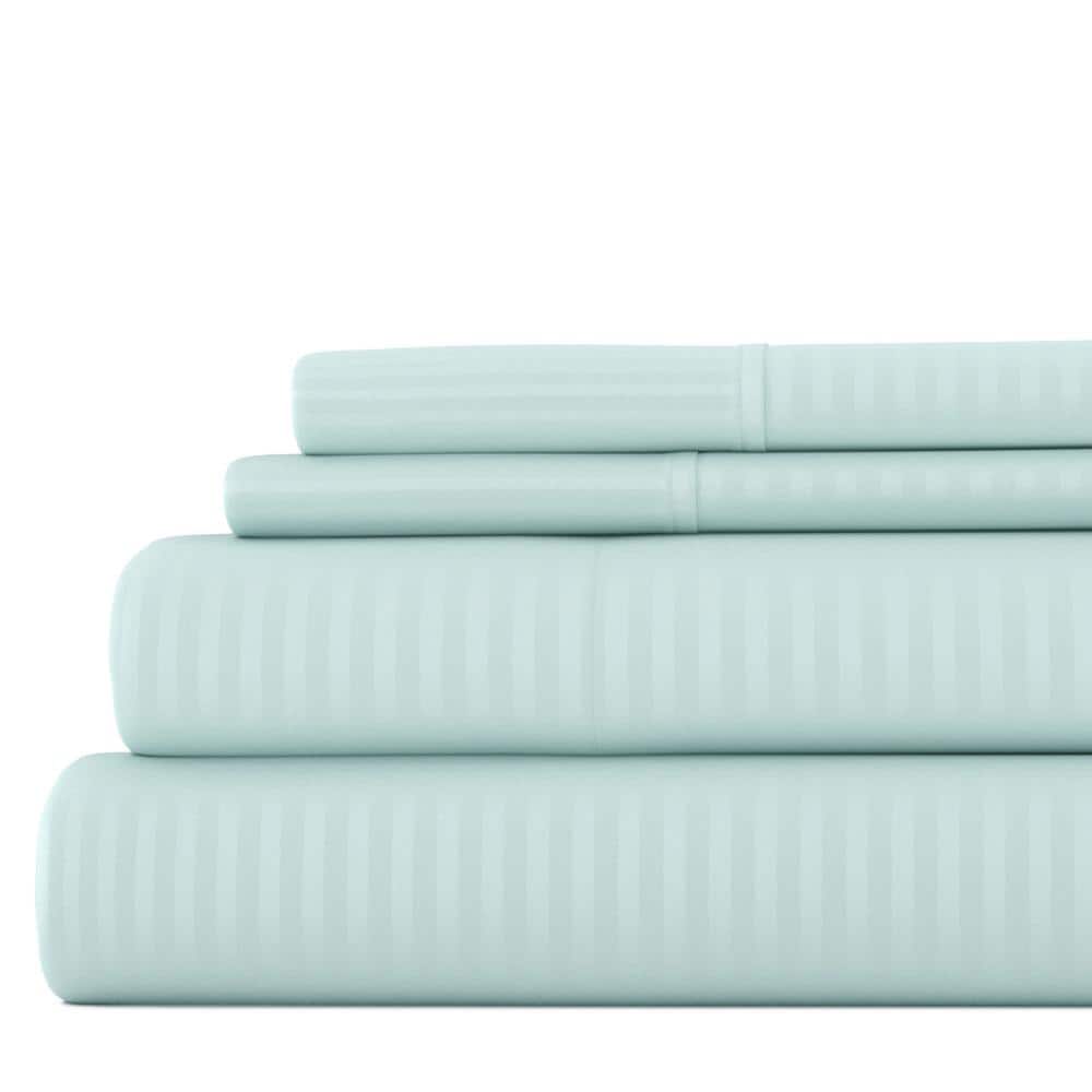 Home Collection Twin Embossed Stripe Microfiber Sheet Set, Aqua