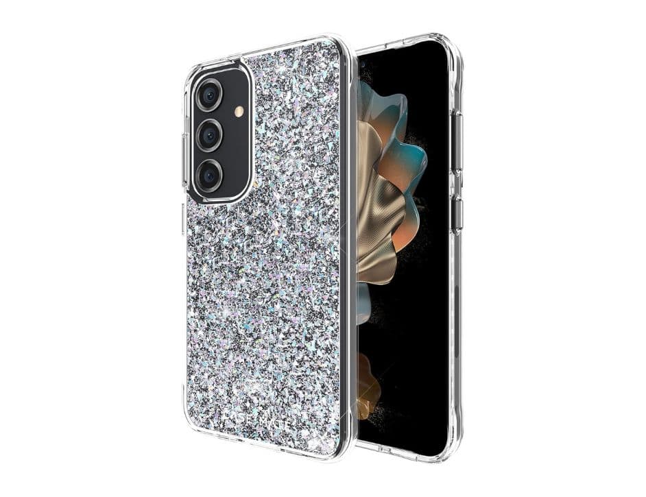 Case-Mate Back Case Silver/Clear Glitter for Galaxy S24 Drop Protect