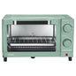 Mainstays 4-slice toaster oven, sage green, with baking rack and pan