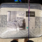 Madison Park Pierre Queen Comforter Set Blue/Gray/White Geometric Quilted